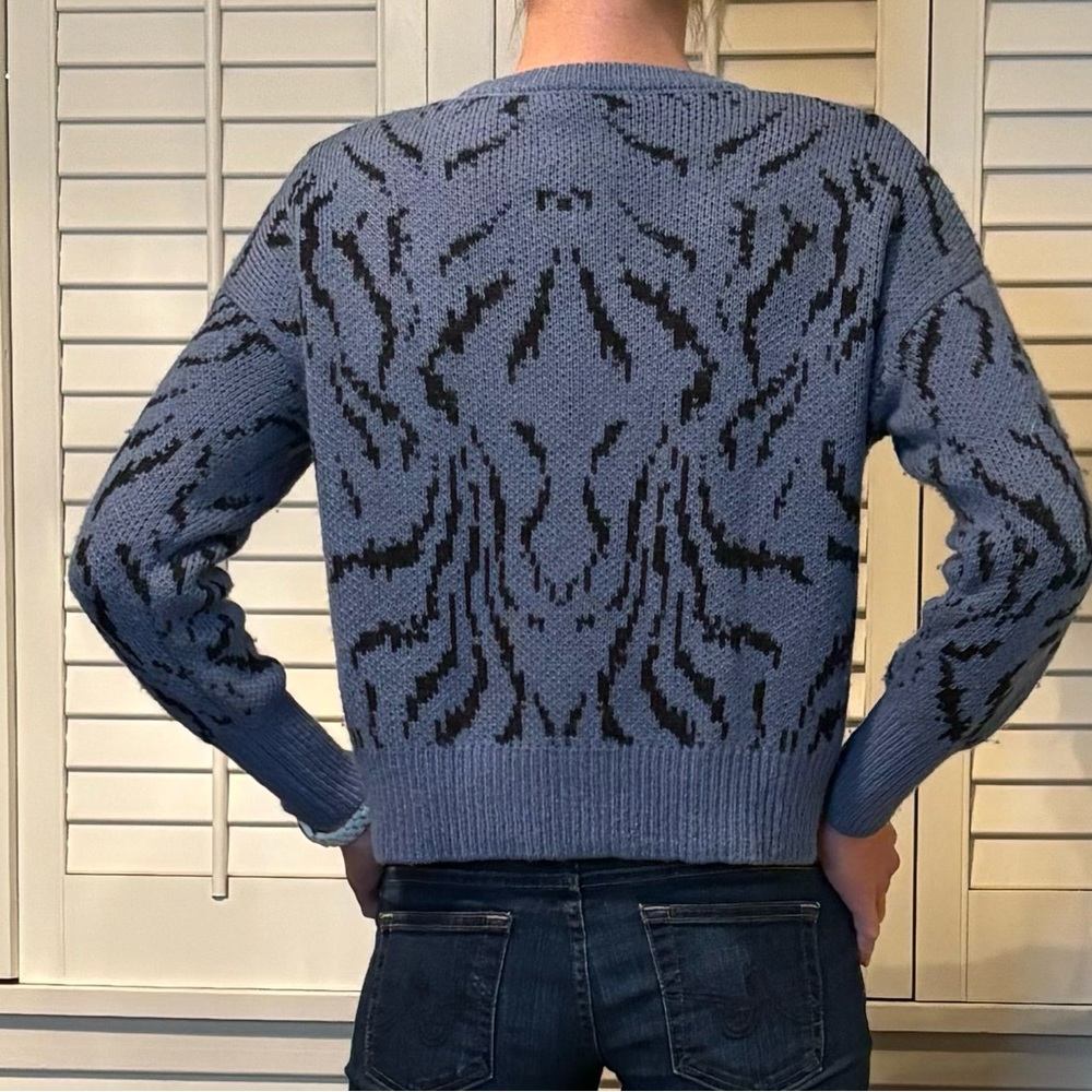 Cinq à Sept Blue and Black Sweater - Picture 6 of 11